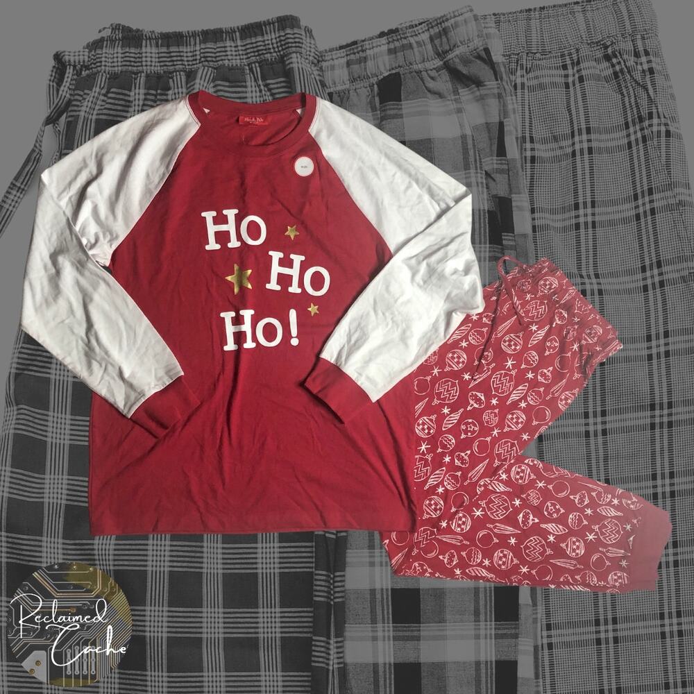 Holiday Family PJs Red Ornaments 2 Piece Set - Size Medium